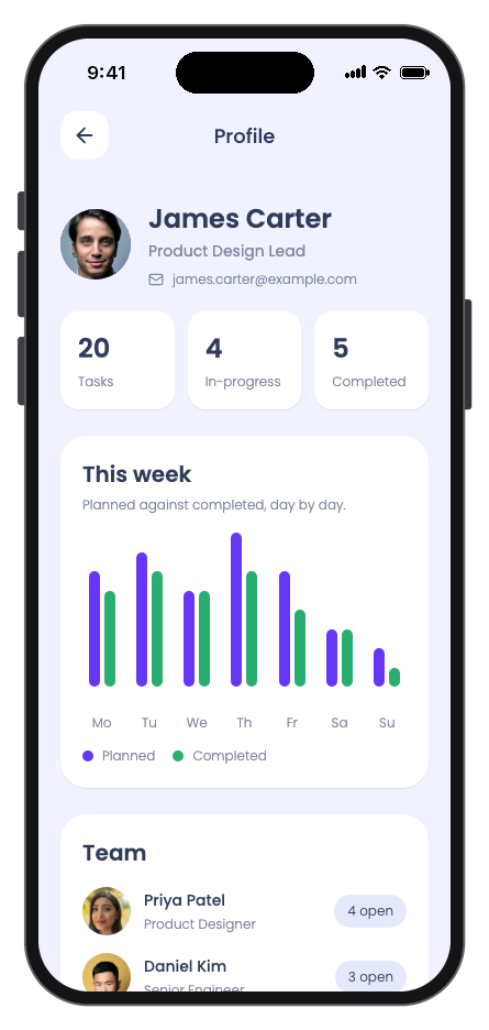TaskFlow mobile app template screenshot 5