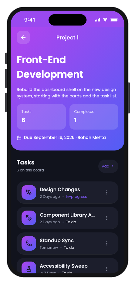 TaskFlow mobile app template screenshot 6