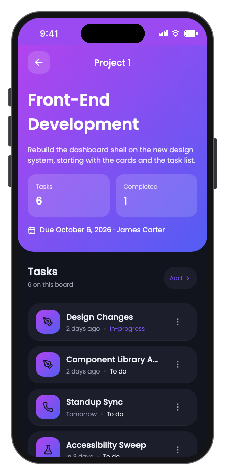 TaskFlow mobile app template screenshot 6