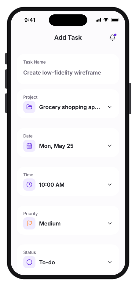 Taskly mobile app template screenshot 2