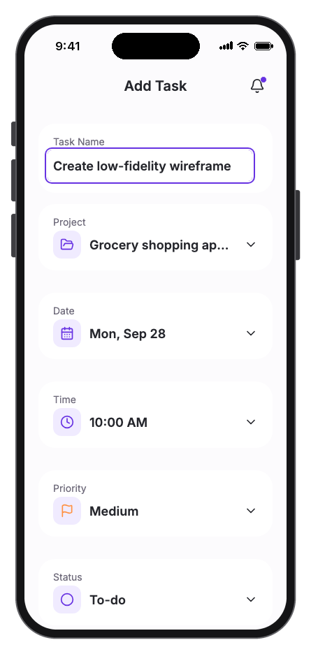 Taskly mobile app template screenshot 2