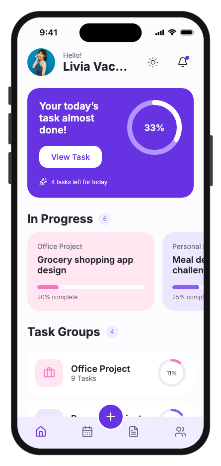 Taskly mobile app template preview