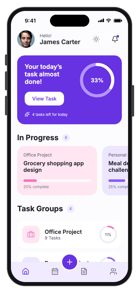 Taskly mobile app template preview