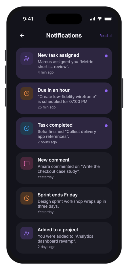Taskly mobile app template screenshot 3