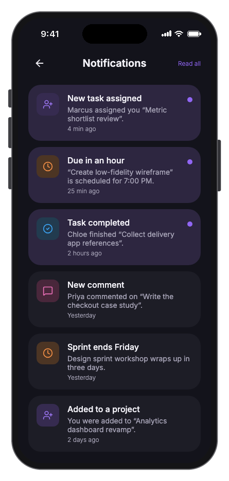 Taskly mobile app template screenshot 3