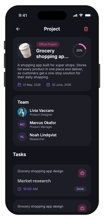 Taskly mobile app template screenshot 4