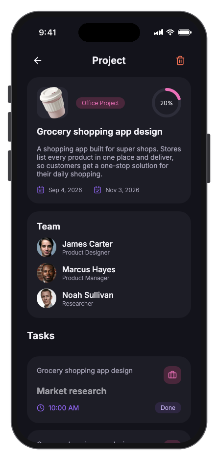 Taskly mobile app template screenshot 4