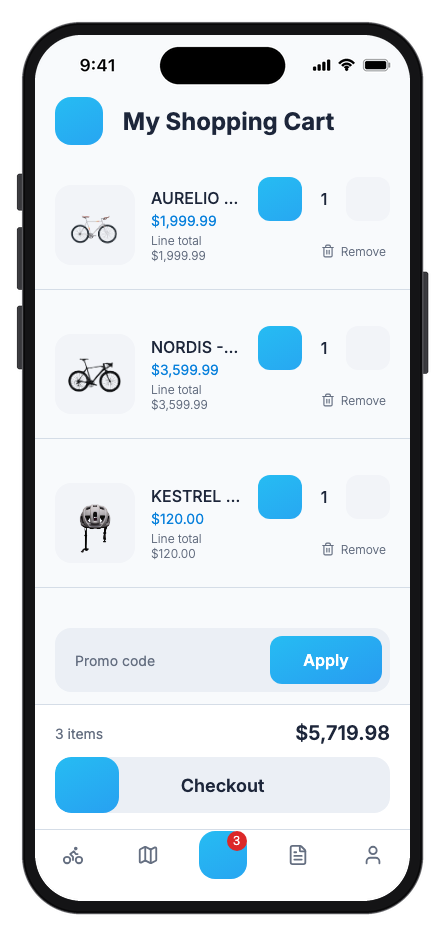 Velo mobile app template screenshot 2