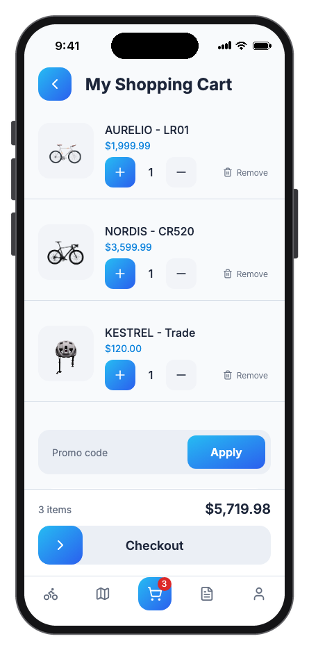 Velo mobile app template screenshot 2