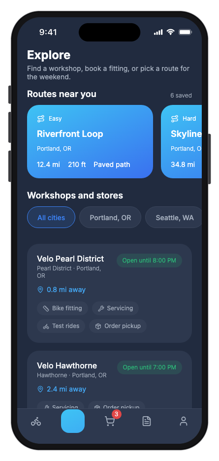 Velo mobile app template screenshot 4