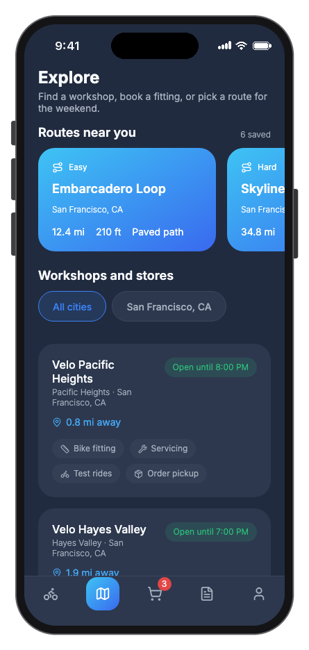 Velo mobile app template screenshot 4