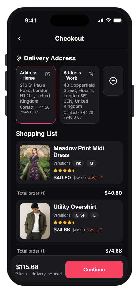 Vestra mobile app template screenshot 2