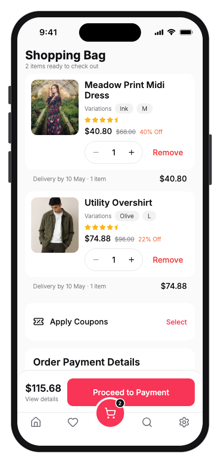 Vestra mobile app template screenshot 7
