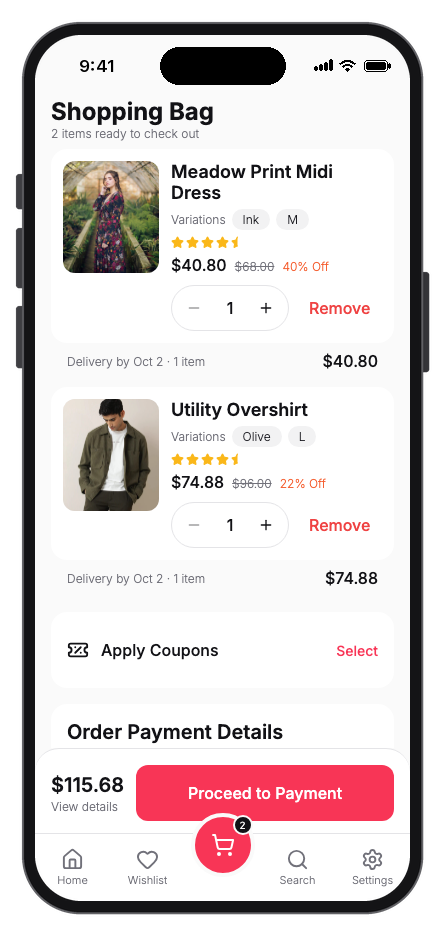 Vestra mobile app template screenshot 7