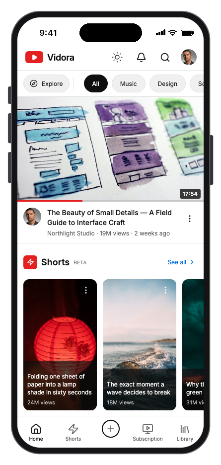 Vidora mobile app template preview