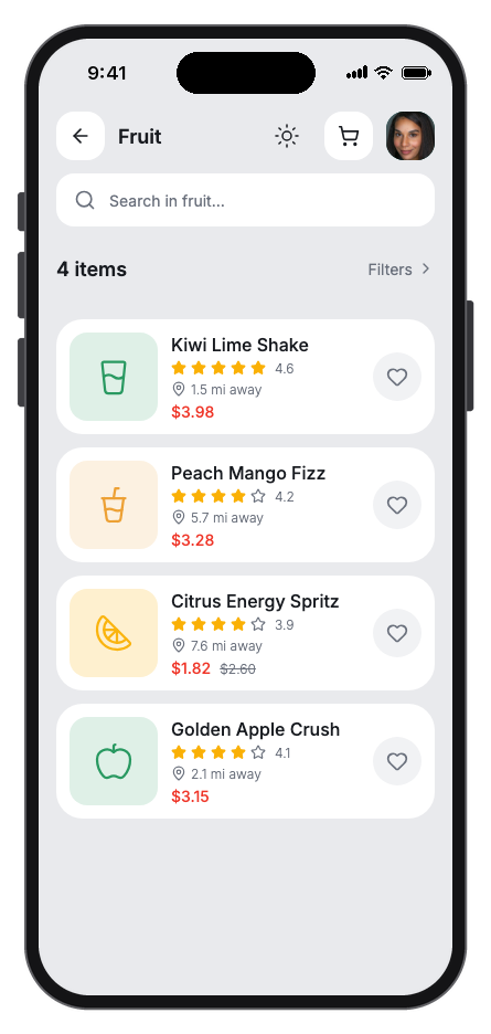 Zestly mobile app template screenshot 3