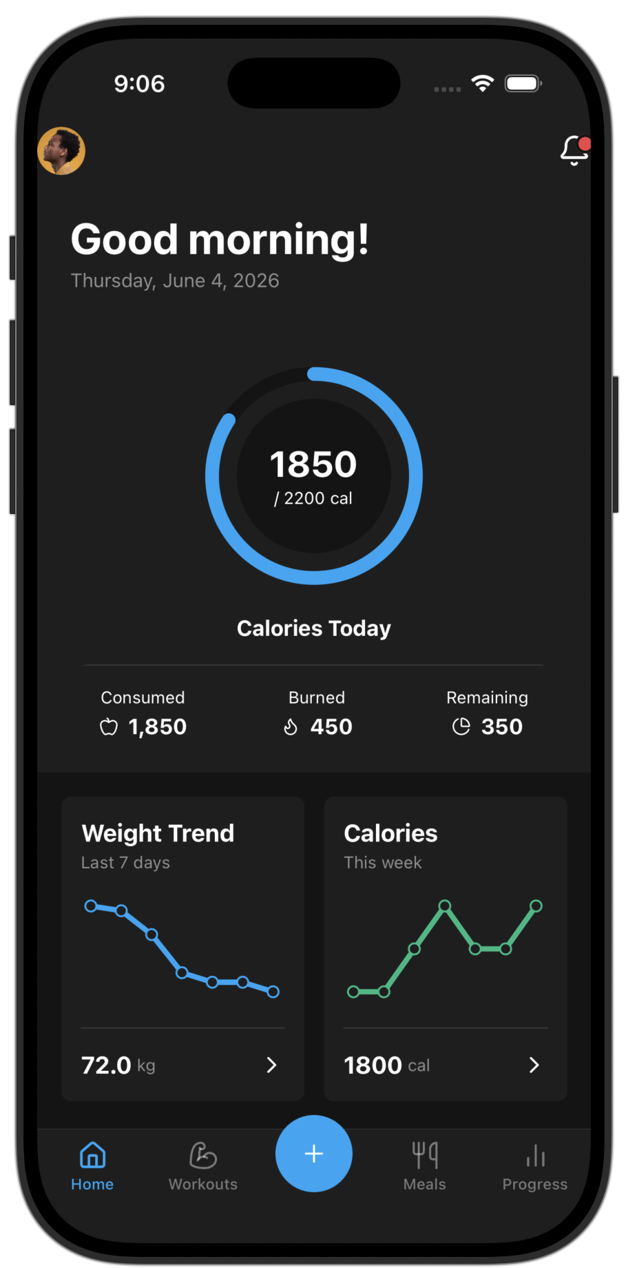 Fitness app template preview