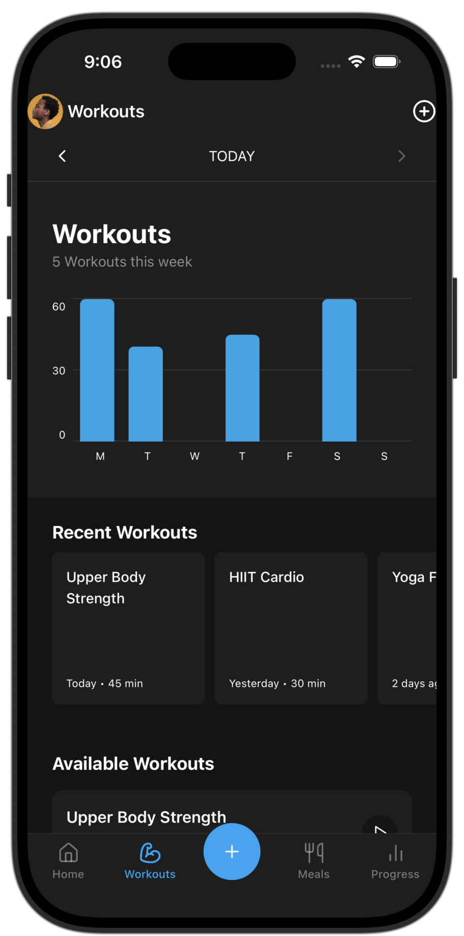 Fitness app template — screen 2