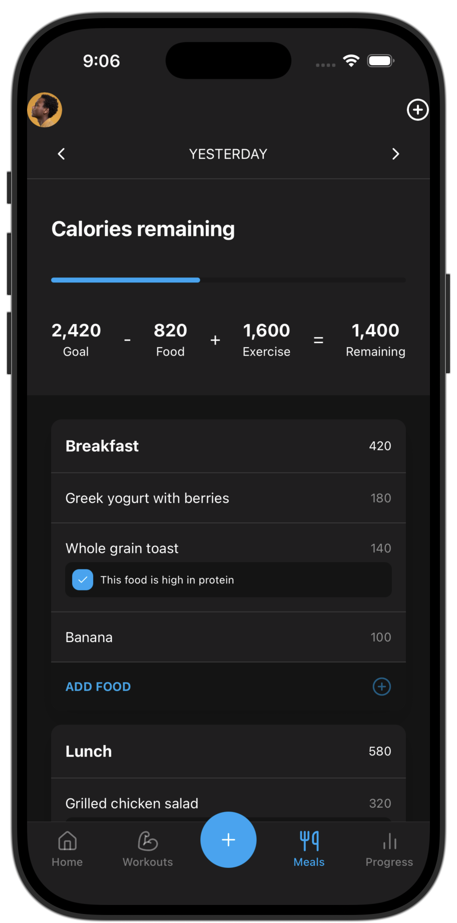 Fitness app template — screen 3