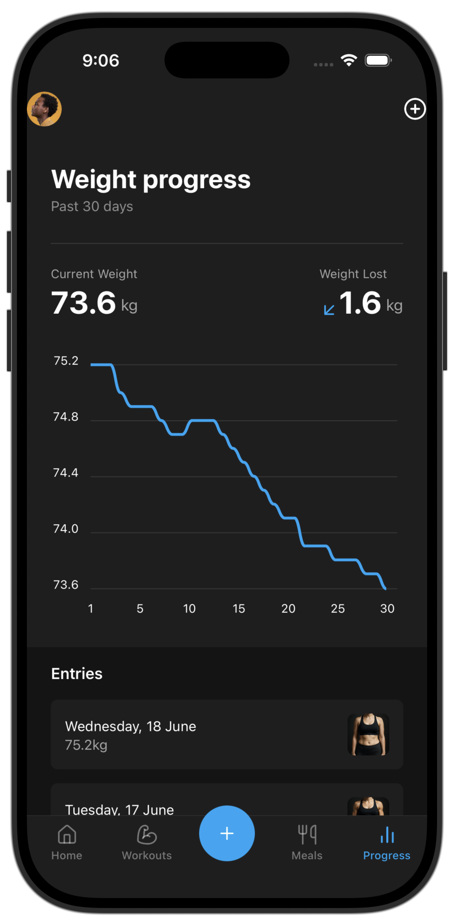 Fitness app template — screen 4