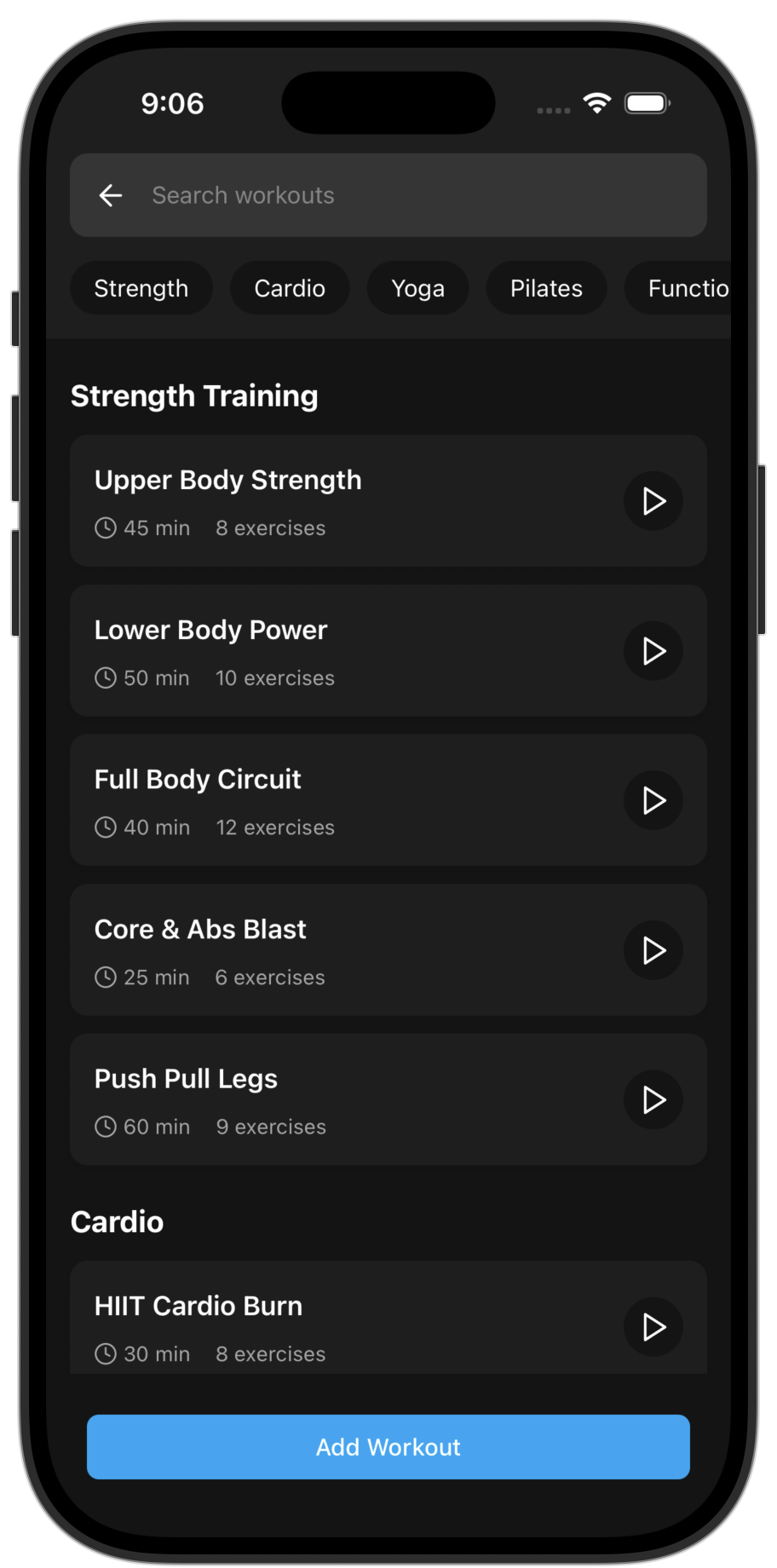 Fitness app template — screen 6