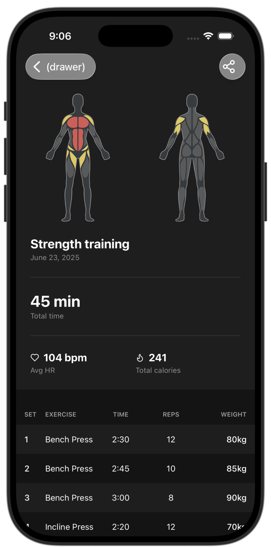 Fitness app template — screen 9