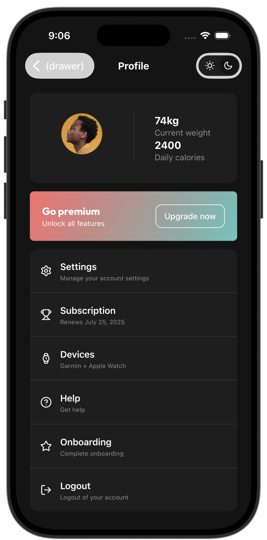 Fitness app template — screen 11