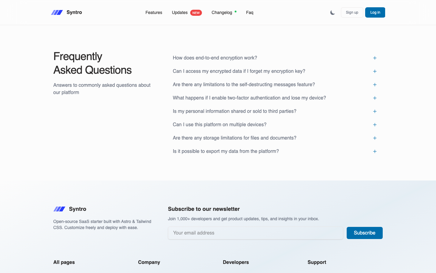 Landing Page website template — page 2