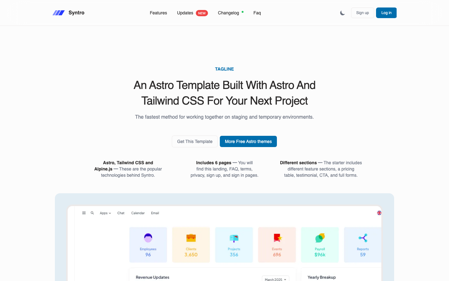 Landing Page website template preview