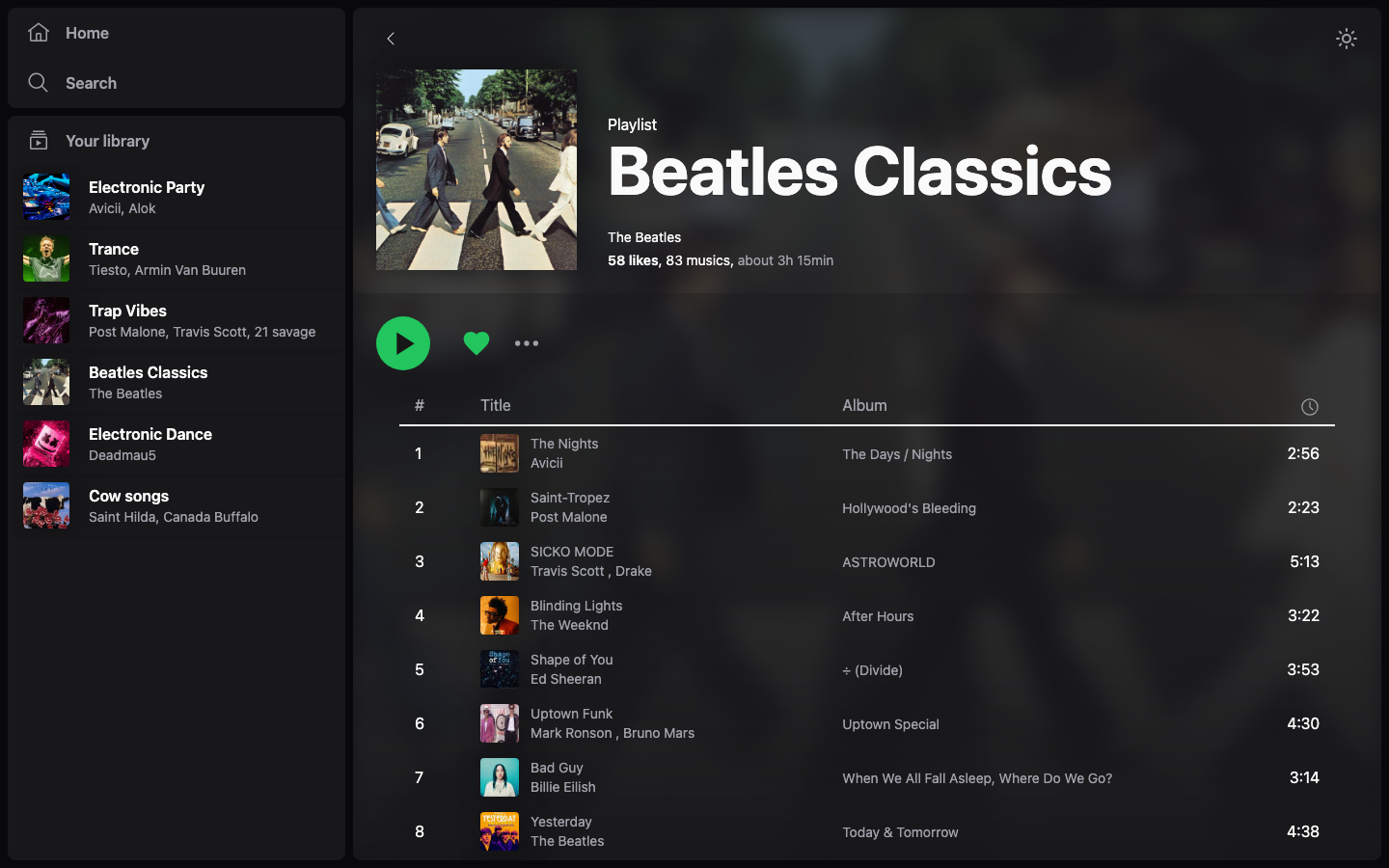 Music website template — page 3