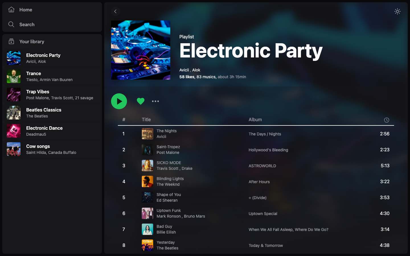 Music website template — page 2