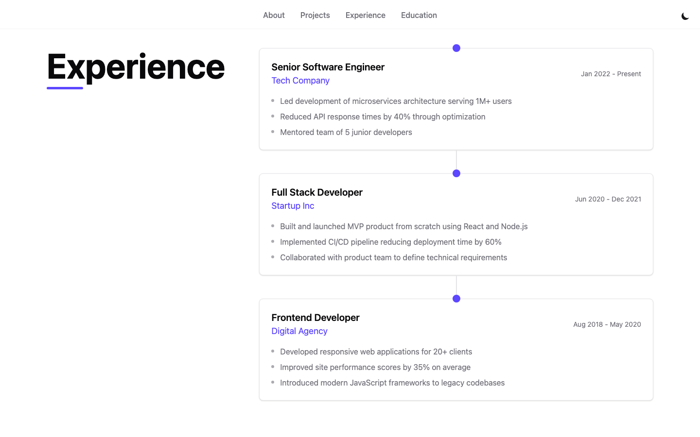Personal Portfolio website template — page 2