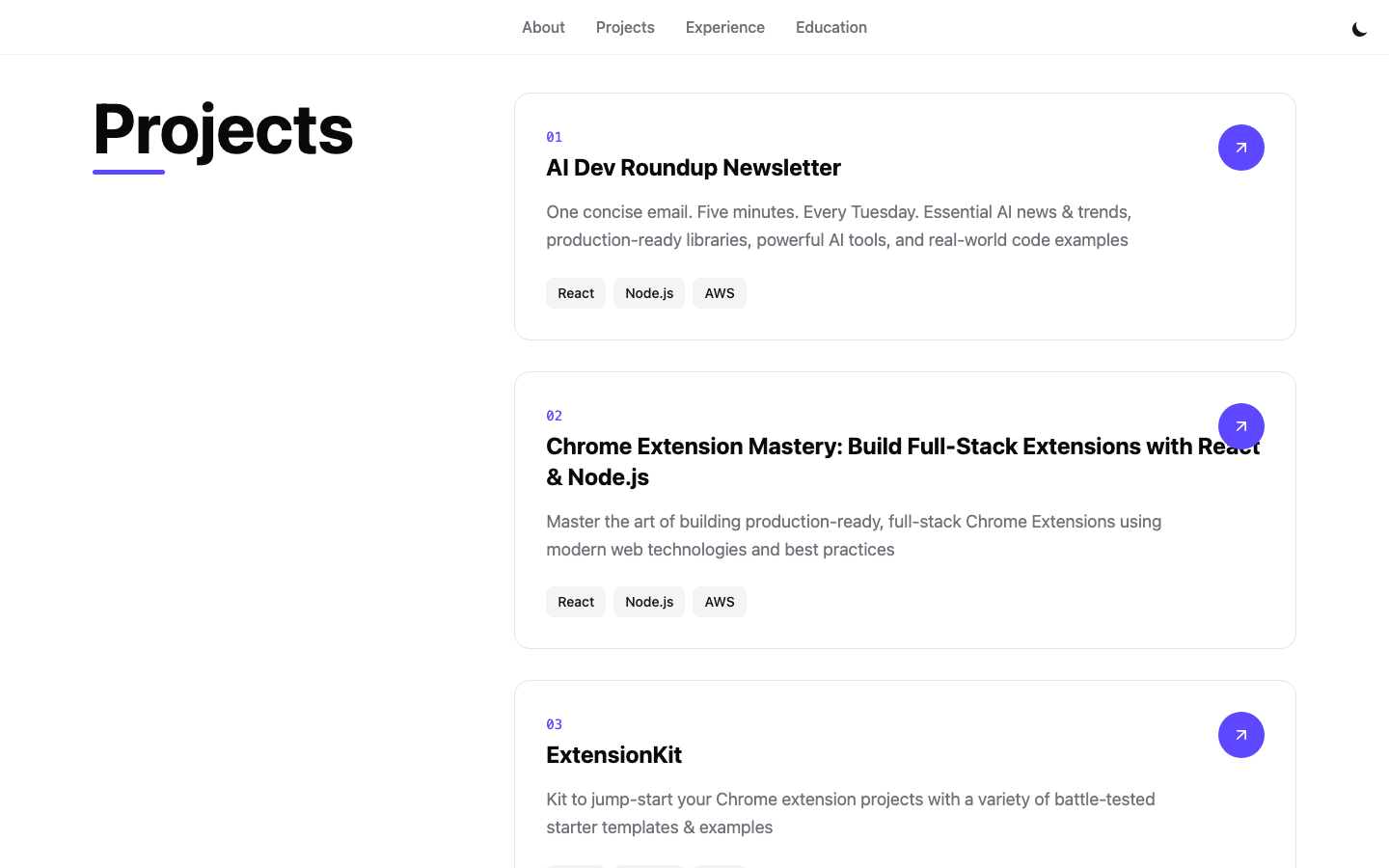 Personal Portfolio website template — page 3