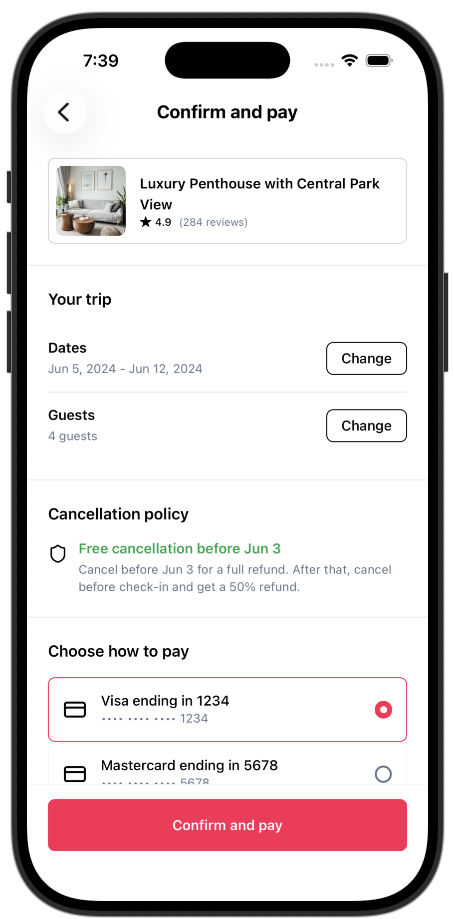 Rentals app template — screen 4