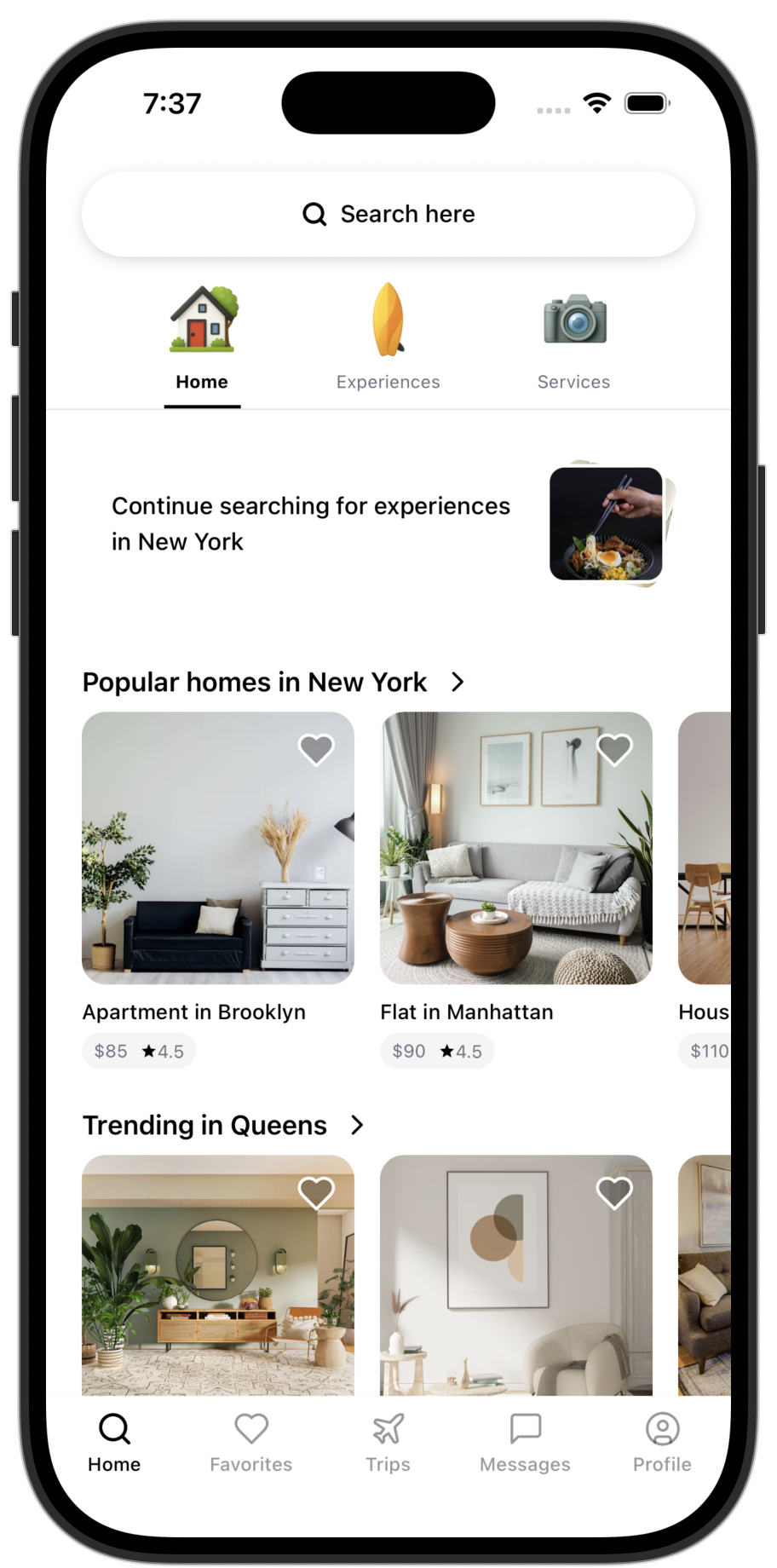 Rentals app template preview