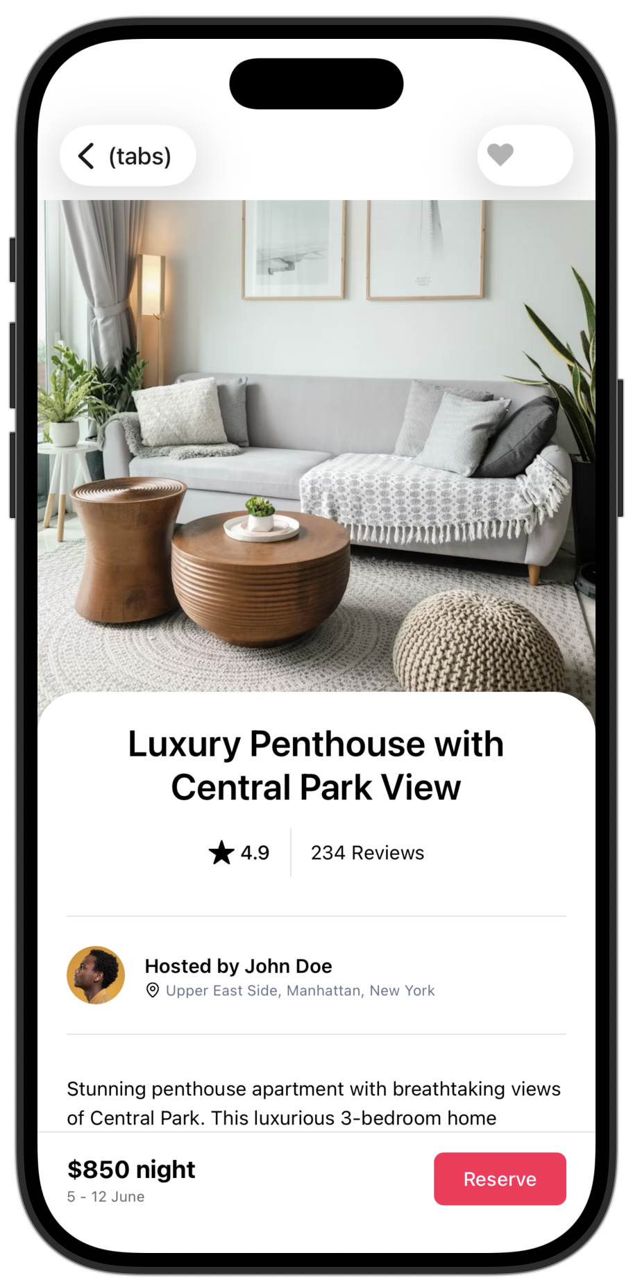 Rentals app template — screen 3