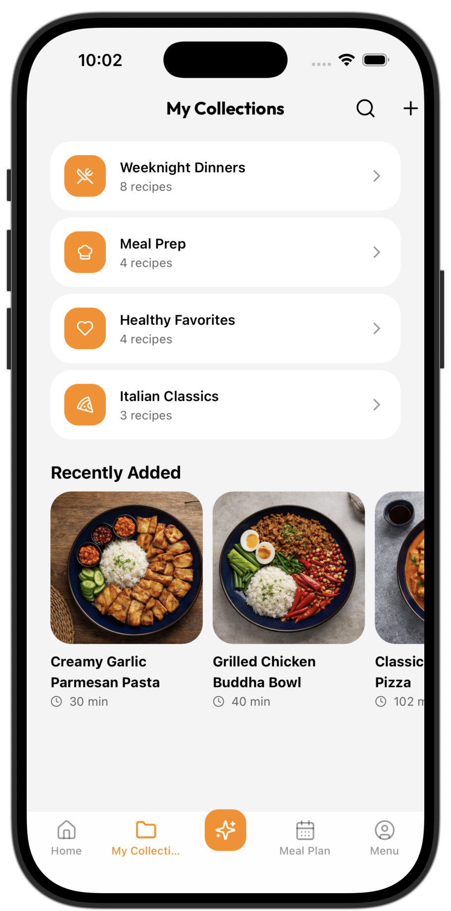 Recipes app template — screen 2