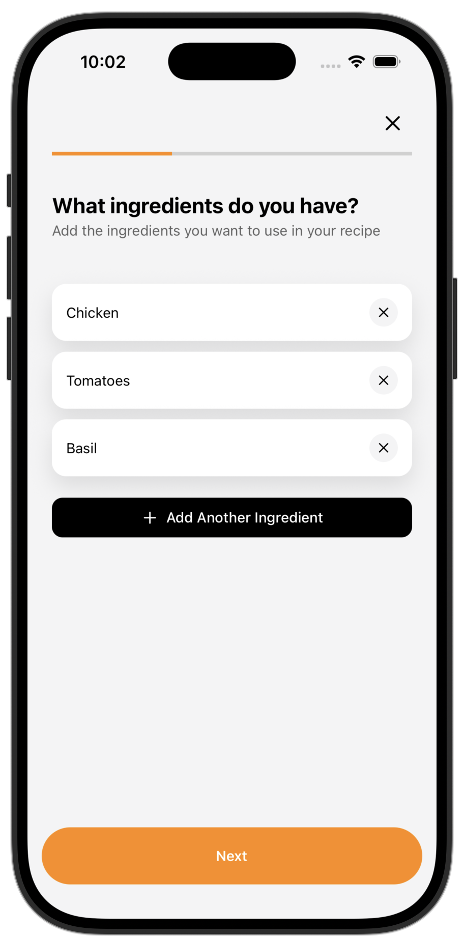 Recipes app template — screen 3