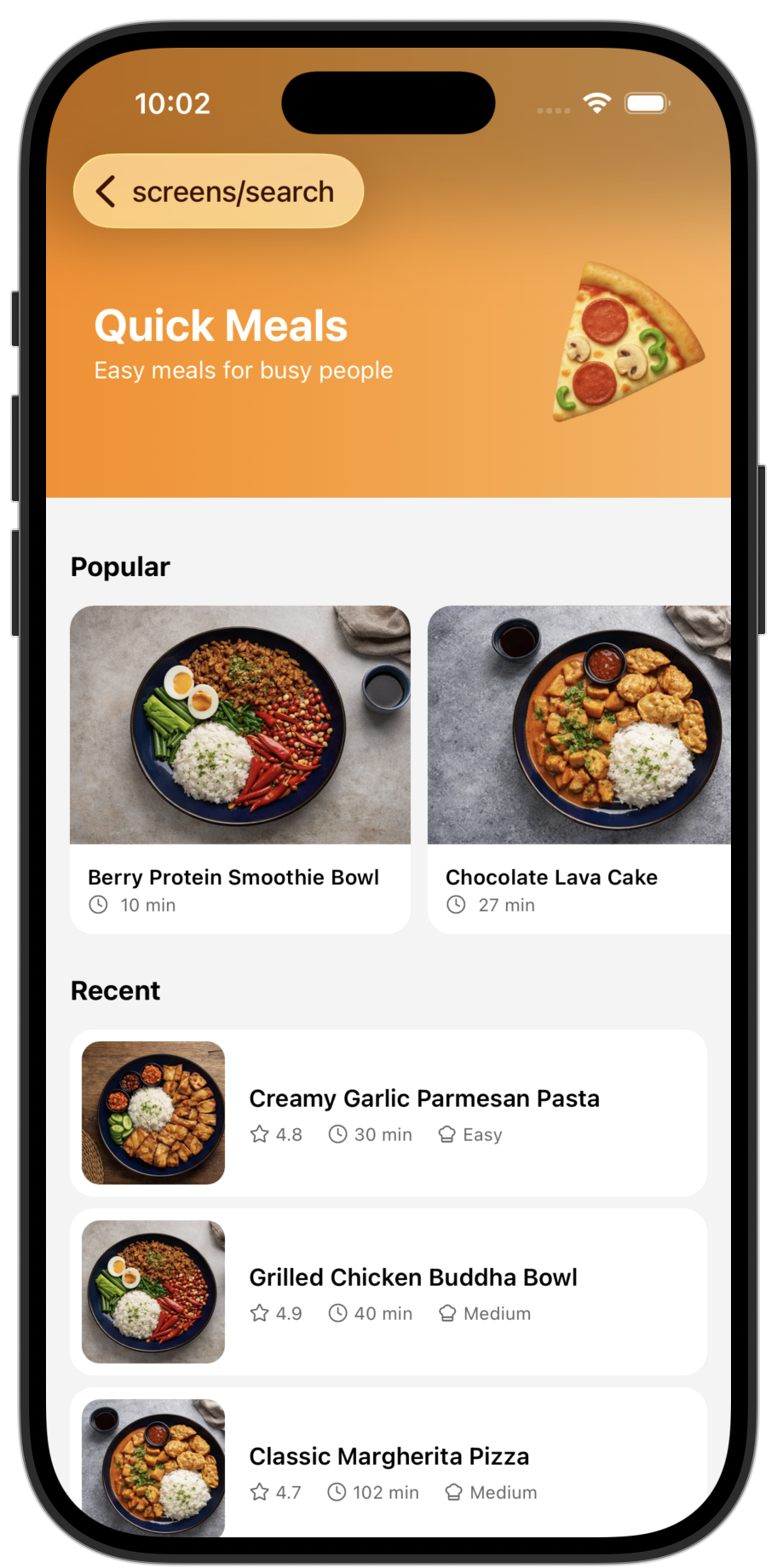 Recipes app template — screen 8