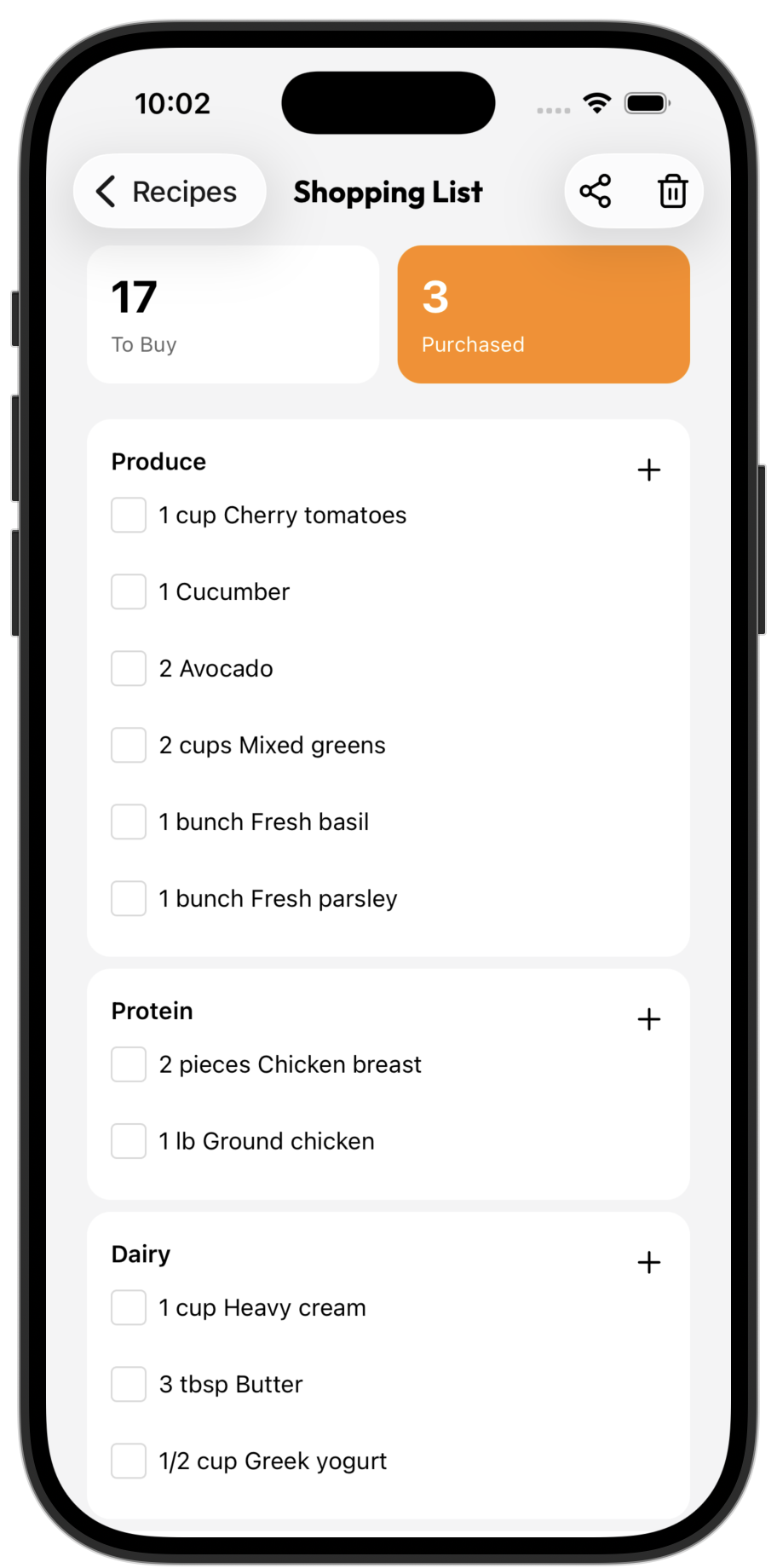 Recipes app template — screen 10