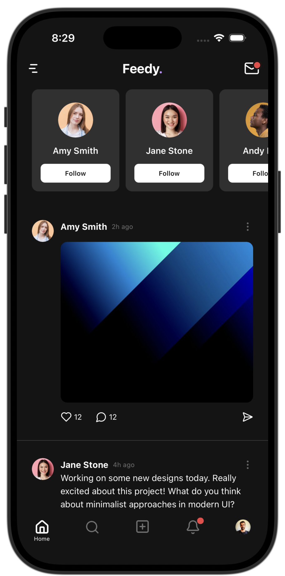 Social app template preview