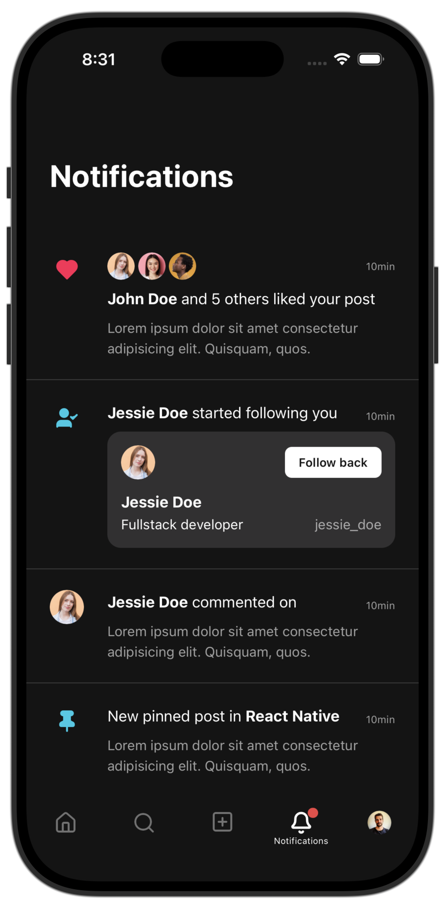 Social app template — screen 5