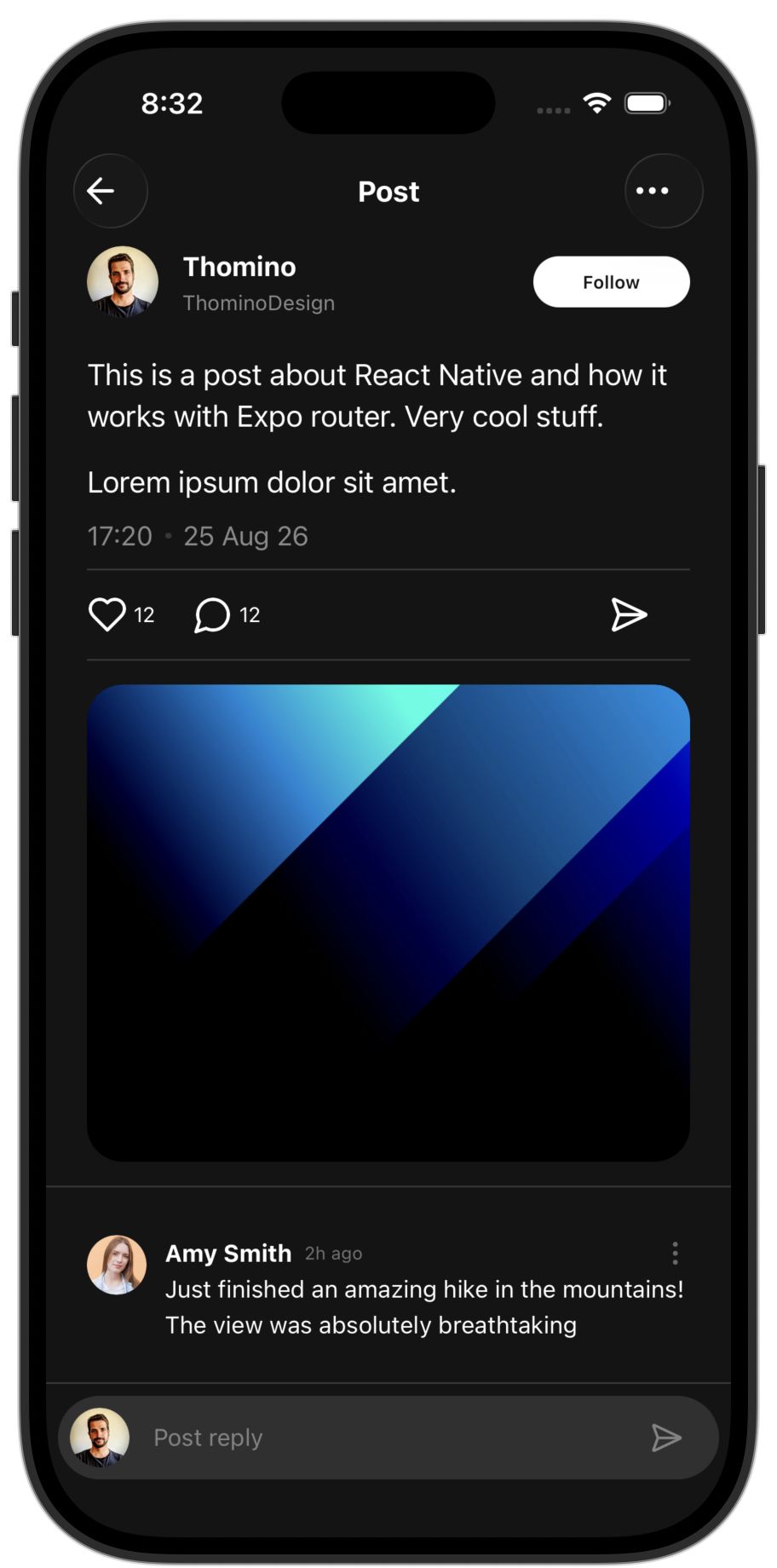 Social app template — screen 3