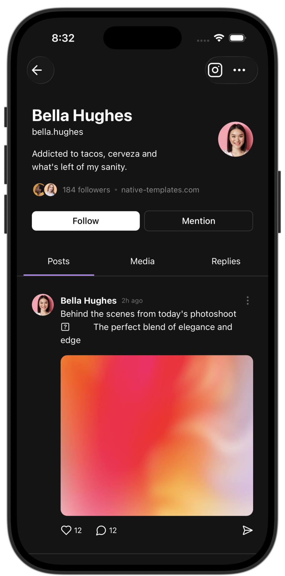 Social app template — screen 7
