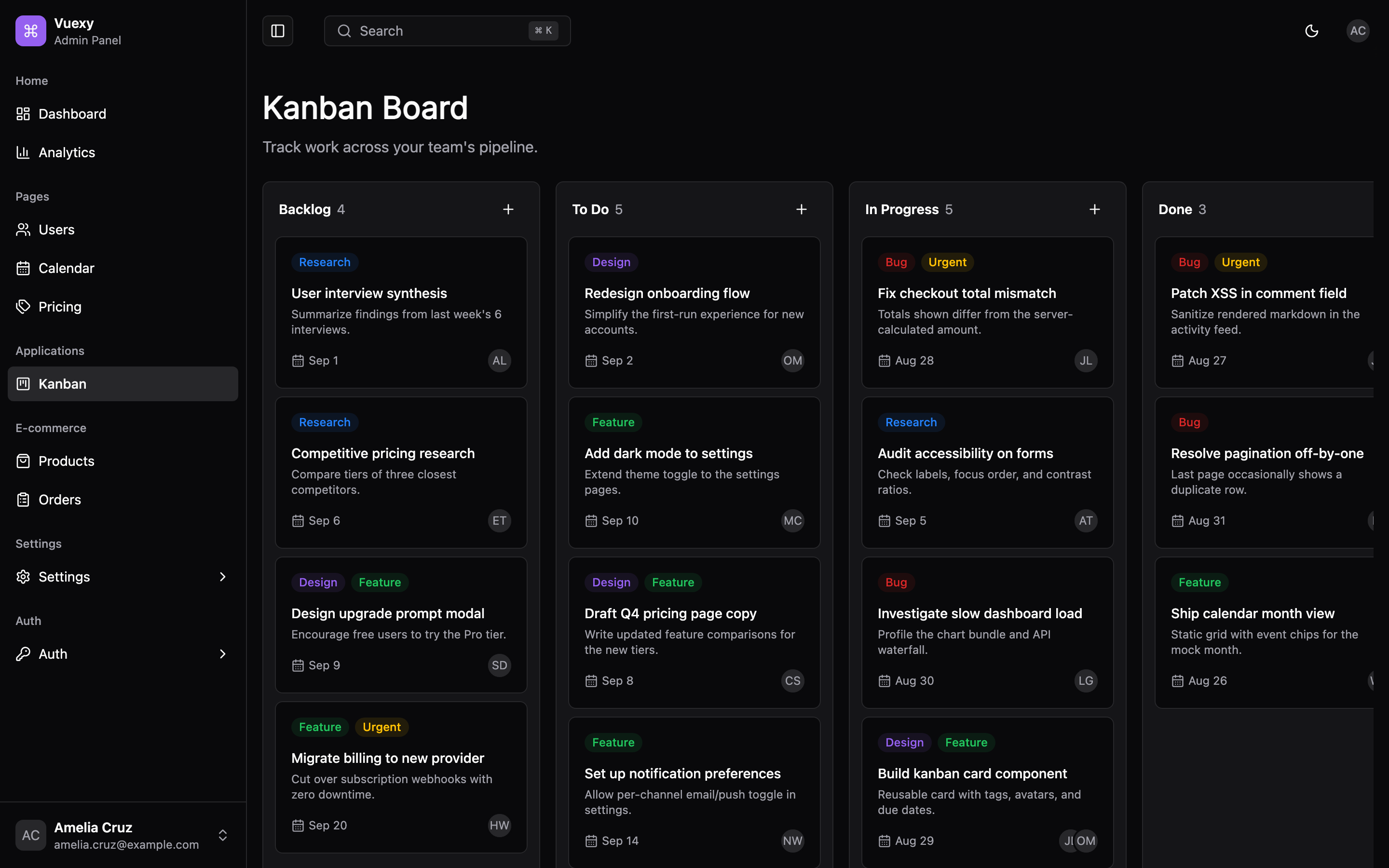 Vuexy Admin Panel web app template preview 6