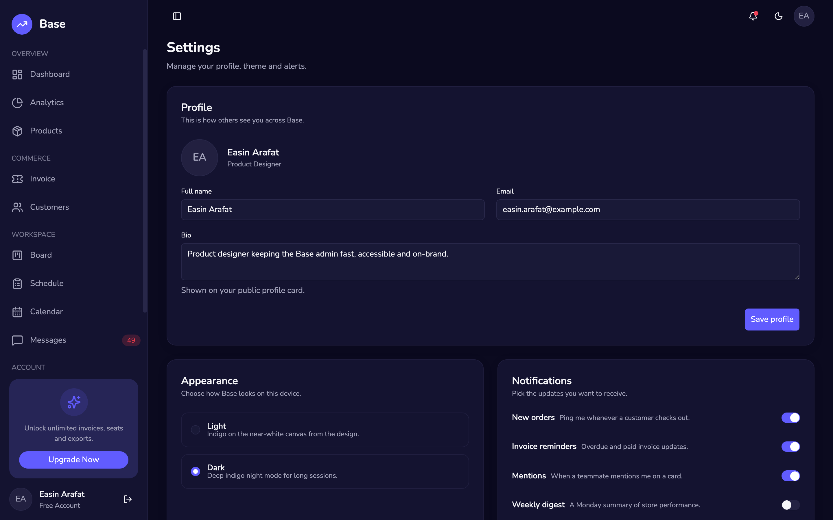 Base — Admin web app template preview 7