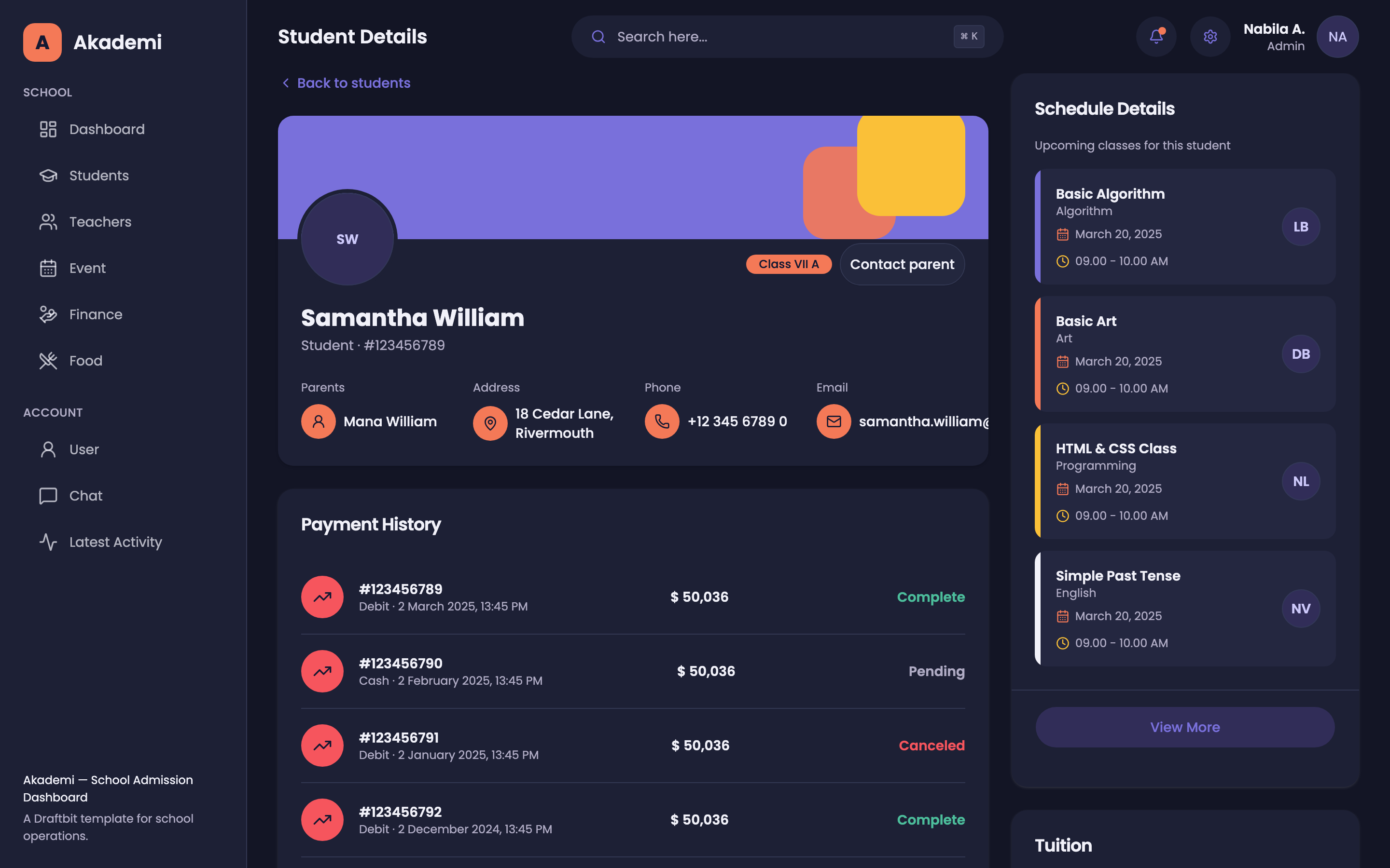 Akademi — School Admission Dashboard web app template preview 6