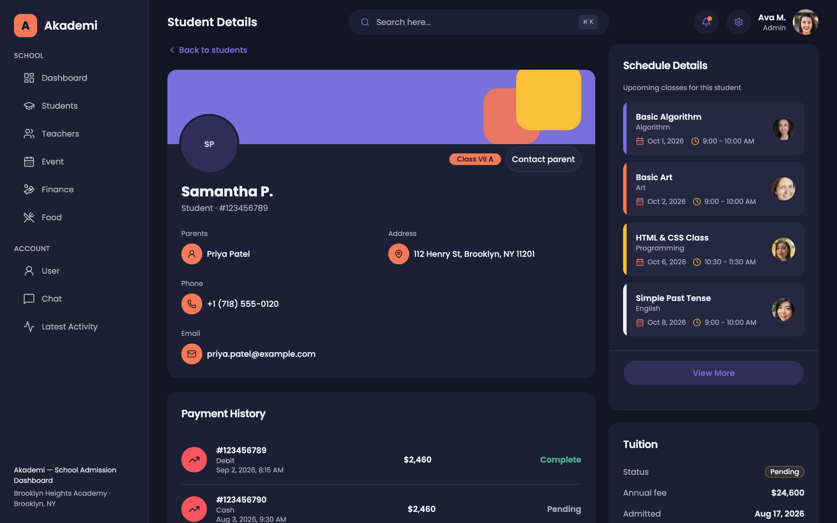 Akademi — School Admission Dashboard web app template preview 6