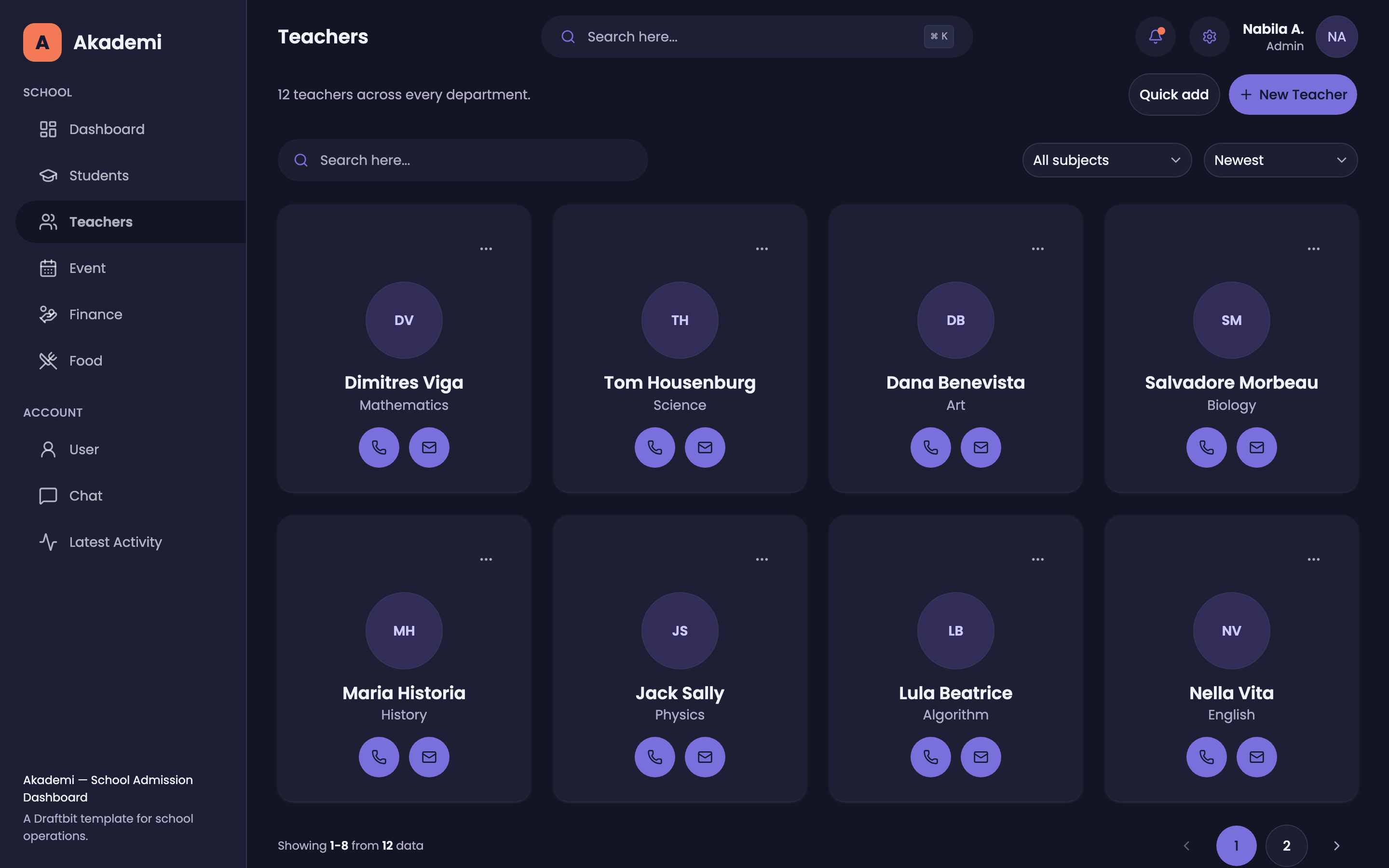 Akademi — School Admission Dashboard web app template preview 7