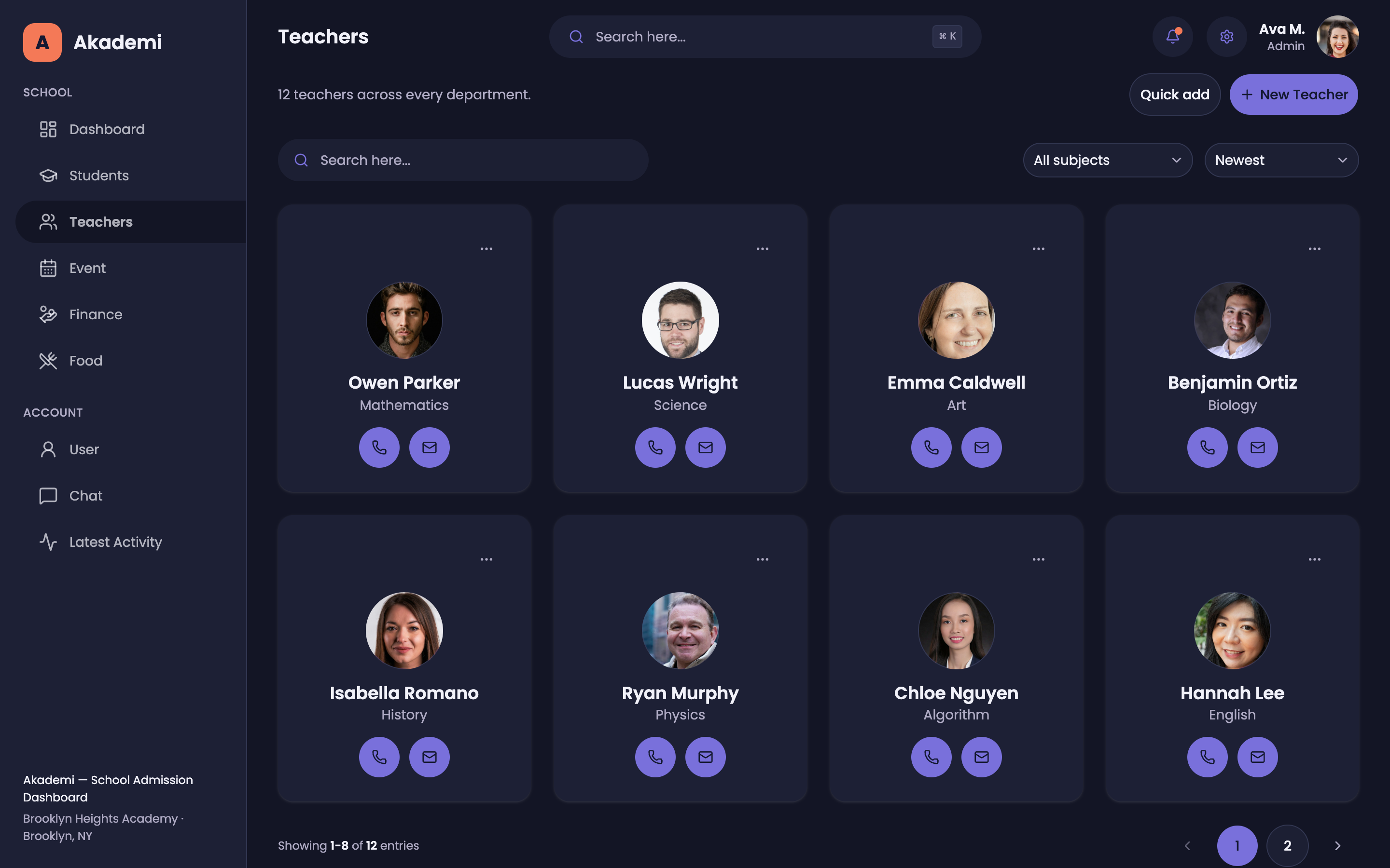 Akademi — School Admission Dashboard web app template preview 7